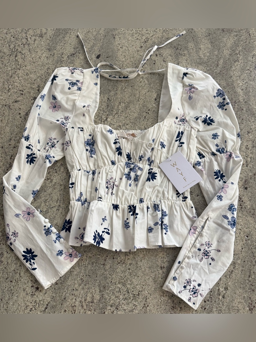 WAYF White Floral Top